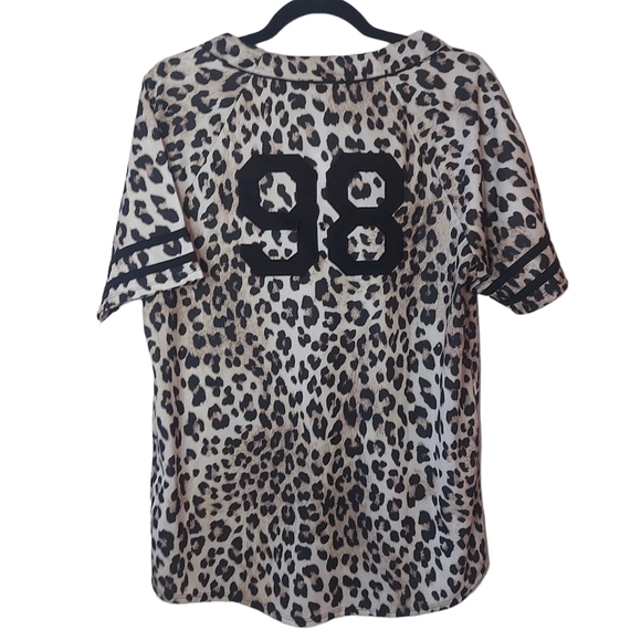 NWT Forever 21 Leopard NY LA 98' Baseball Jersey Size Large - Picture 4 of 4